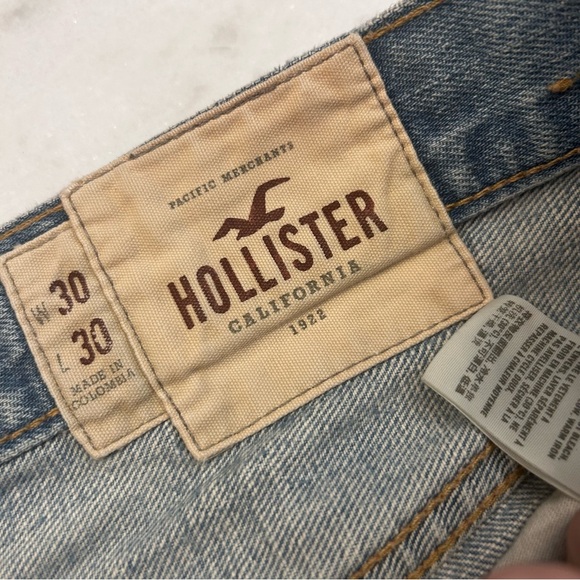 Hollister Men's Slim Bootcut 30x30 Distressed Jeans, Medium Wash Button Fly - Picture 7 of 10